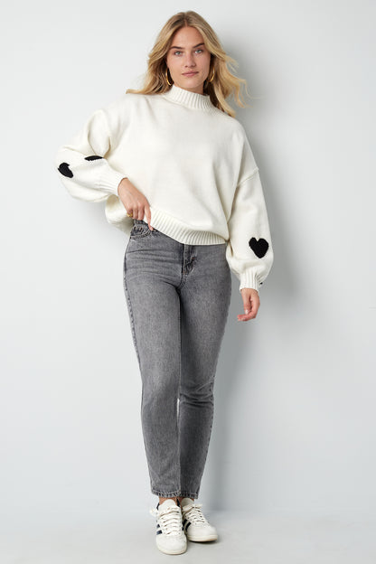 Comfort Heart Knit sweater - white