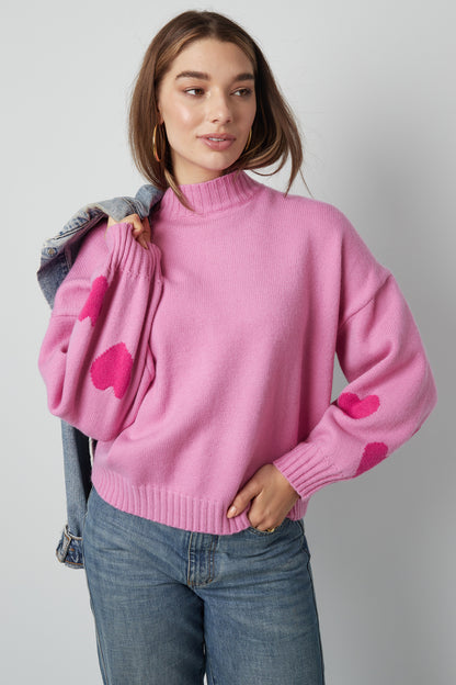 Comfort Heart Knit sweater - pink