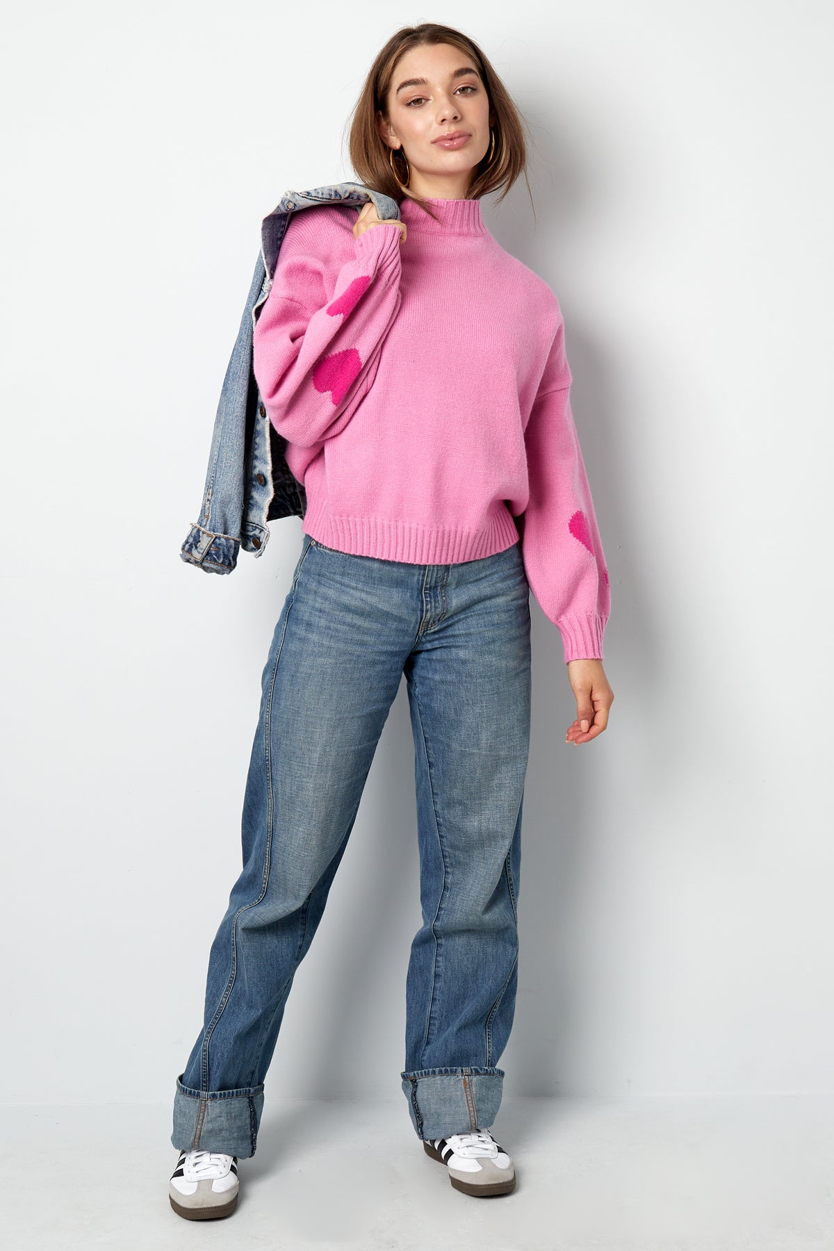 Comfort Heart Knit sweater - pink