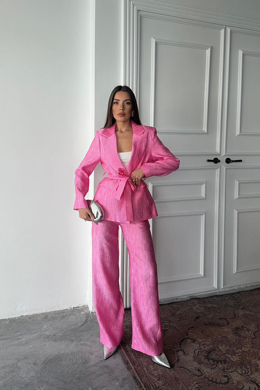 Odijelo Maxi Belted Shiny - pink