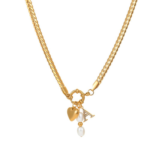 Lančić Luxe Heart Pearl Letter