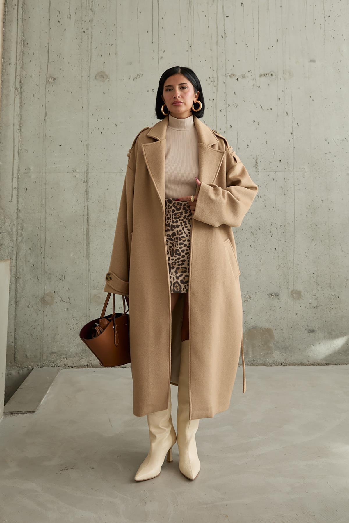 Long Cachet Belted Coat - Camel