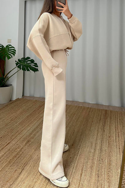 Raised Three Thread Tracksuit - Beige