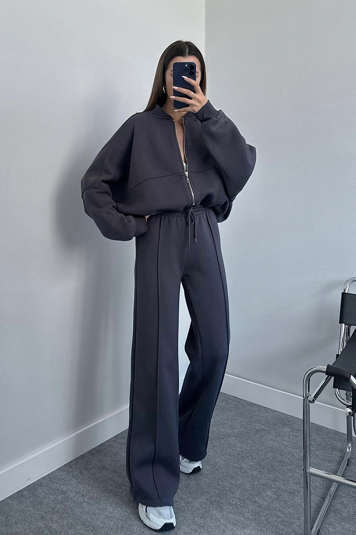 Raised Three Thread Tracksuit - Anthracite