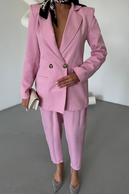 Maxi Shimmering Fabric Double Leg Suit - Ecru