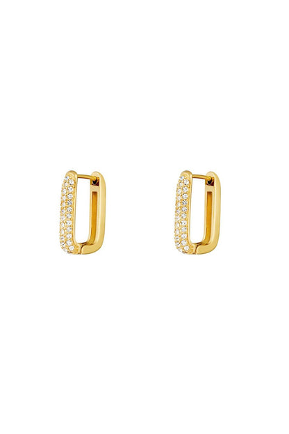 Orecchini quadrati di lusso con strass - oro