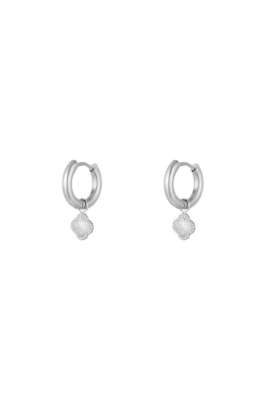 Naušnice Luxe Clover Pattern - silver
