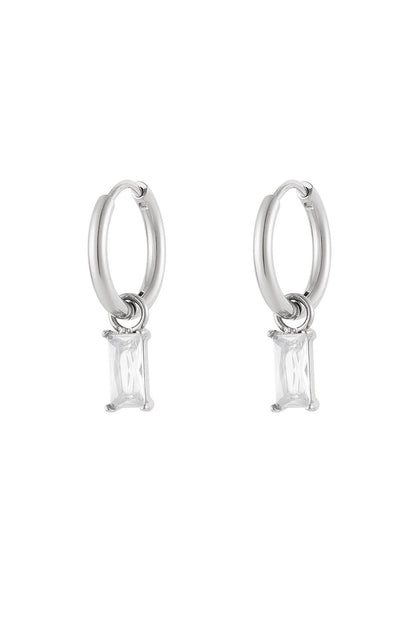 Earrings Luxe Woven Rectangle - Silver