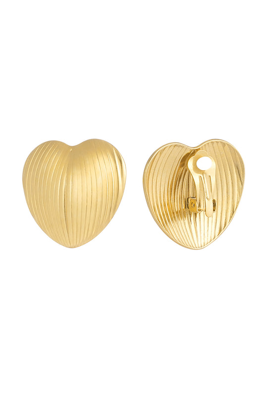 Naušnice Luxe Clip Heart Statement - Gold