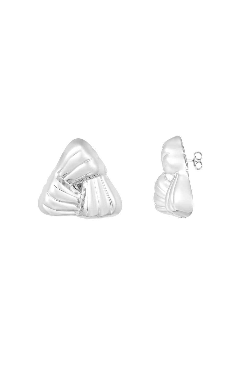Earrings Luxe Swirly Side - silver