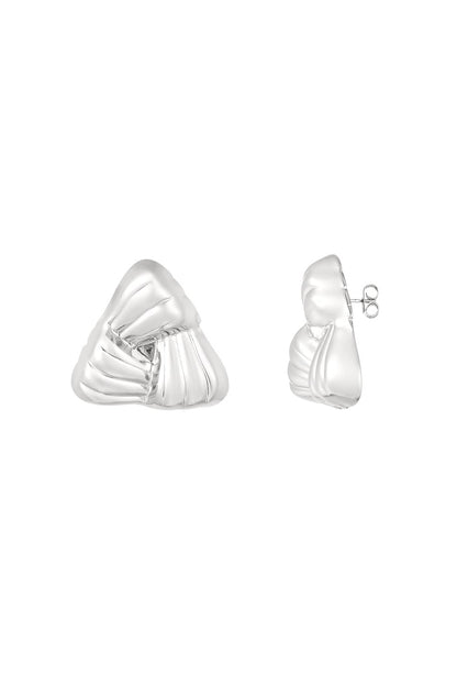 Earrings Luxe Swirly Side - silver