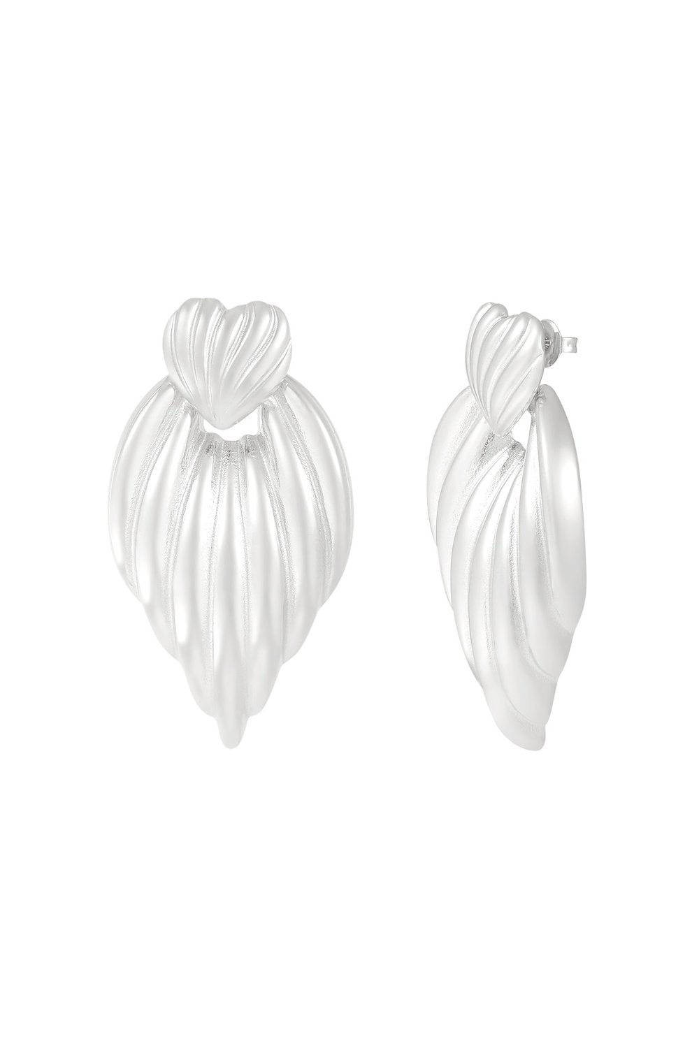 Earrings Luxe Swirly Side - silver