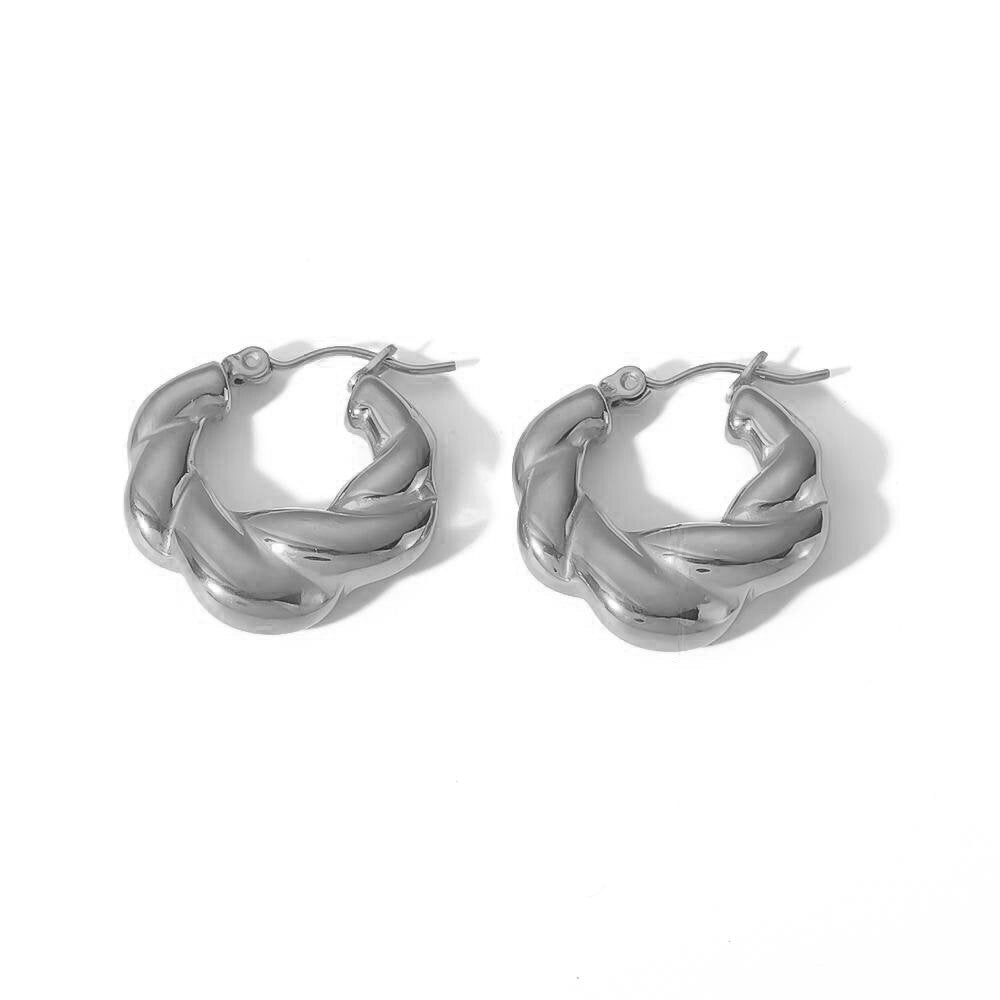 Naušnice Luxe Minimalist Twist - silver