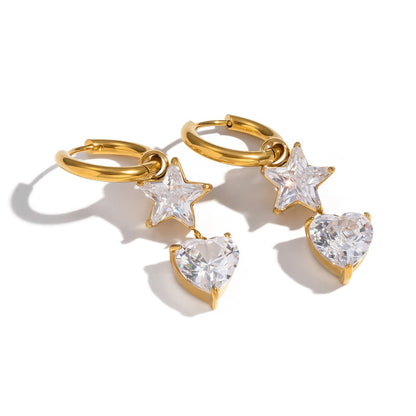 Naušnice Luxe Heart Star Zircon