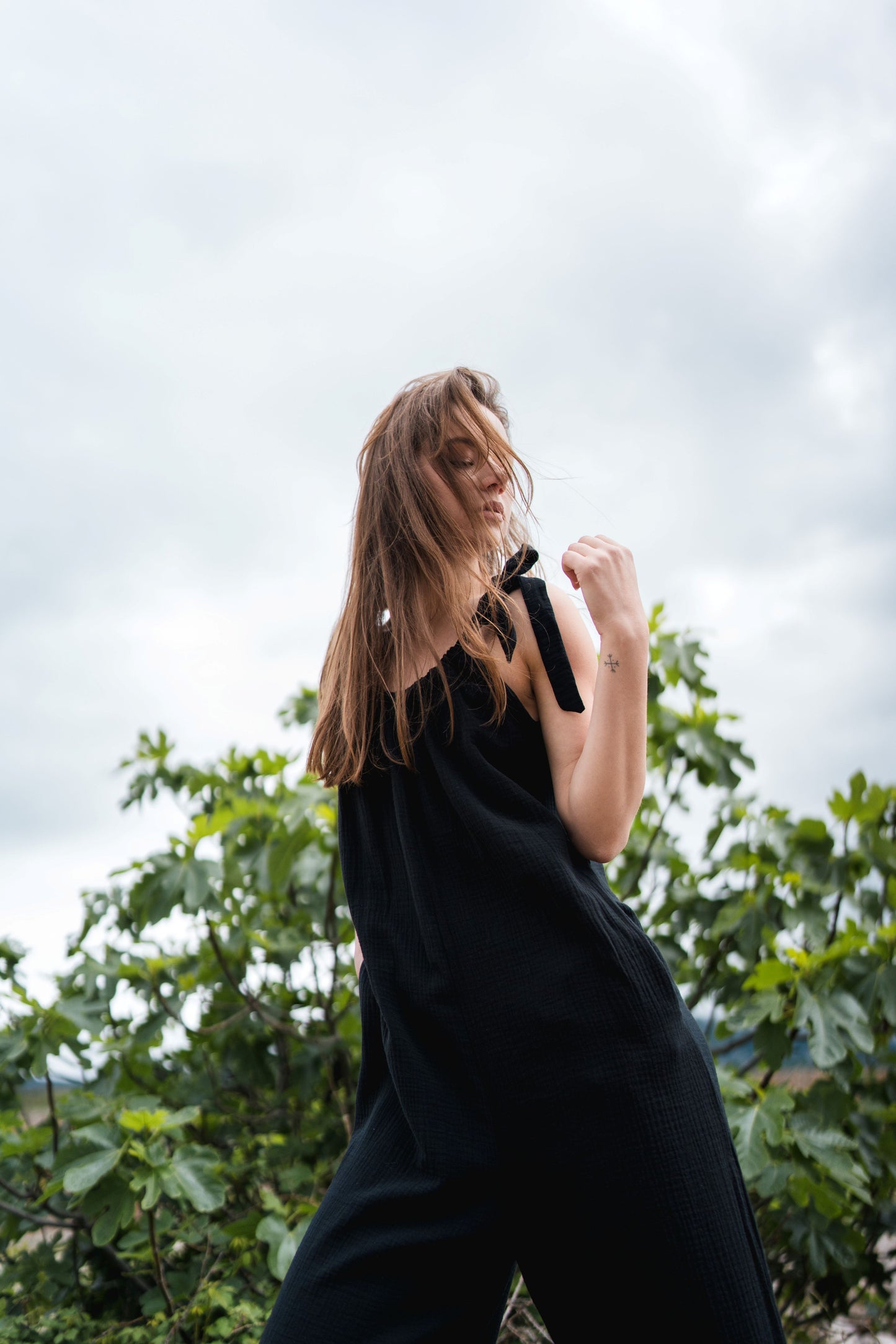 Bow Up Jumpsuit - black