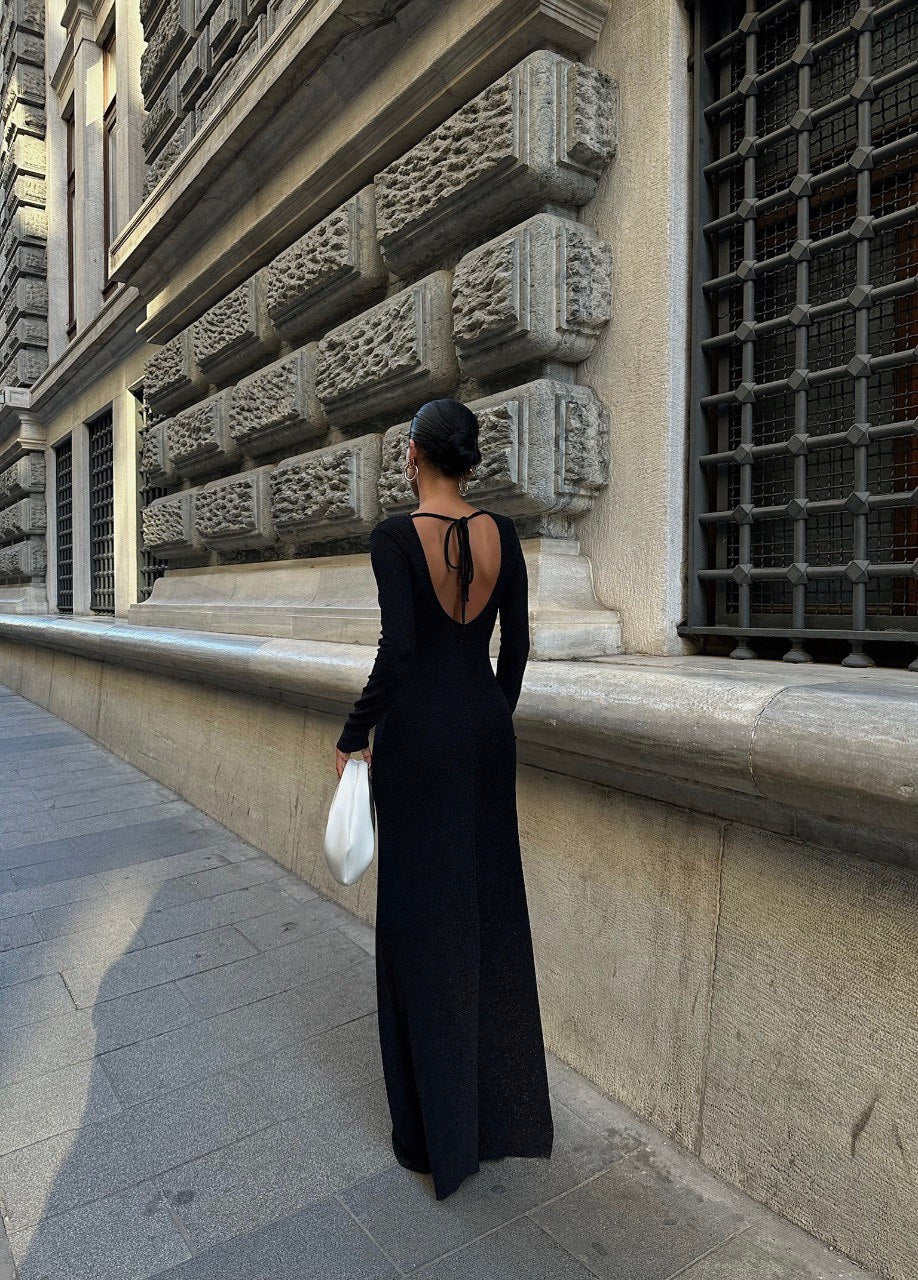 Backless Long Dress - Black