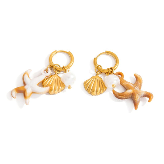 Luxe Color Star Gold Shell earrings