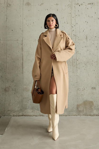 Long Cachet Belted Coat - Camel