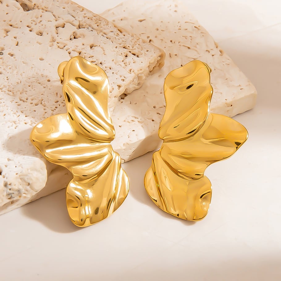 Earrings Luxe Half Flower - gold