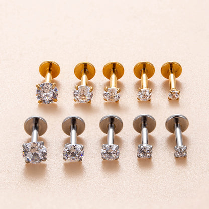 Piercing Transparent Zircon - silver