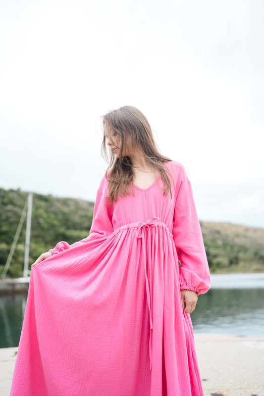 Long Muslin Dress - pink