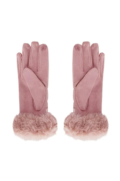 Rukavice Metallic Fur - Pink