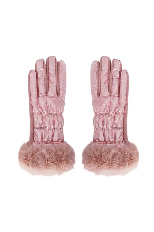 Rukavice Metallic Fur - Pink