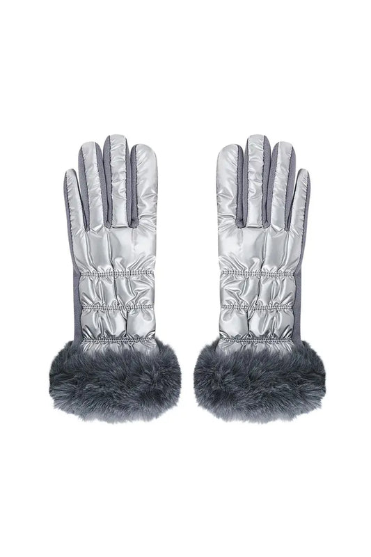 Rukavice Metallic Fur - Grey