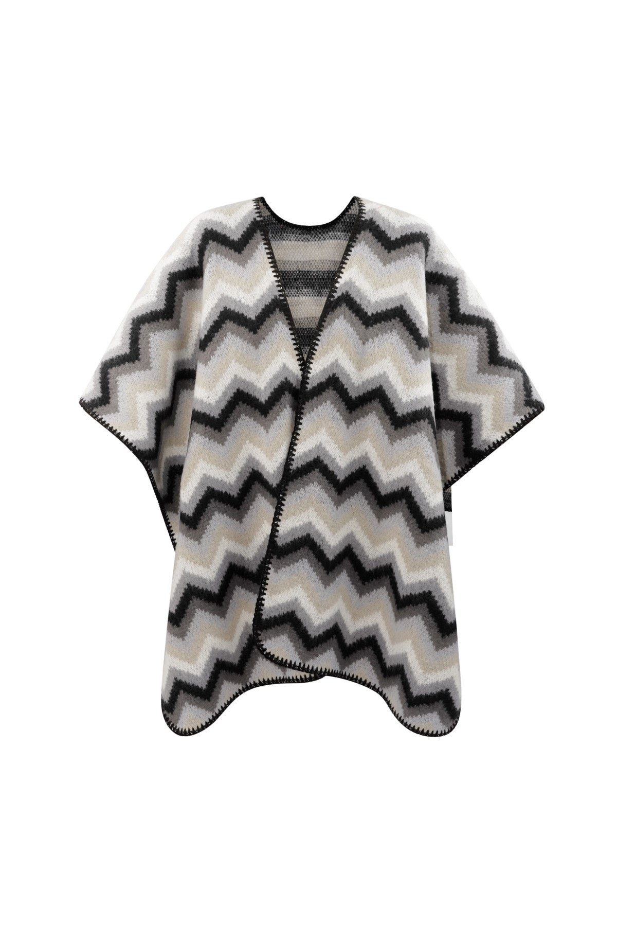 Winter poncho wrapped in warmth - black grey