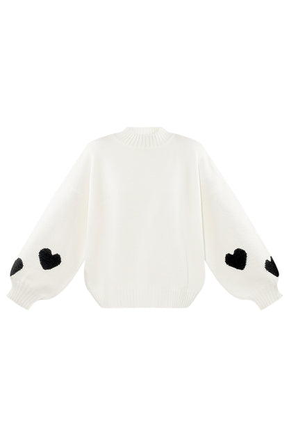 Comfort Heart Knit sweater - white