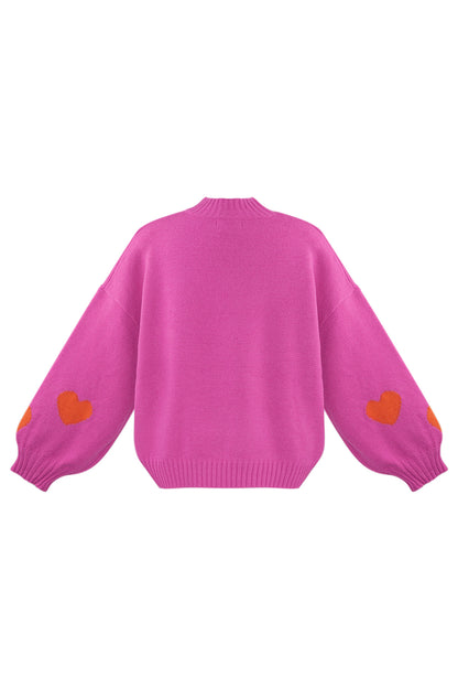 Comfort Heart Knit sweater - fuchsia