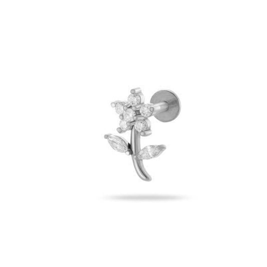 Piercing Whole Flower - silver