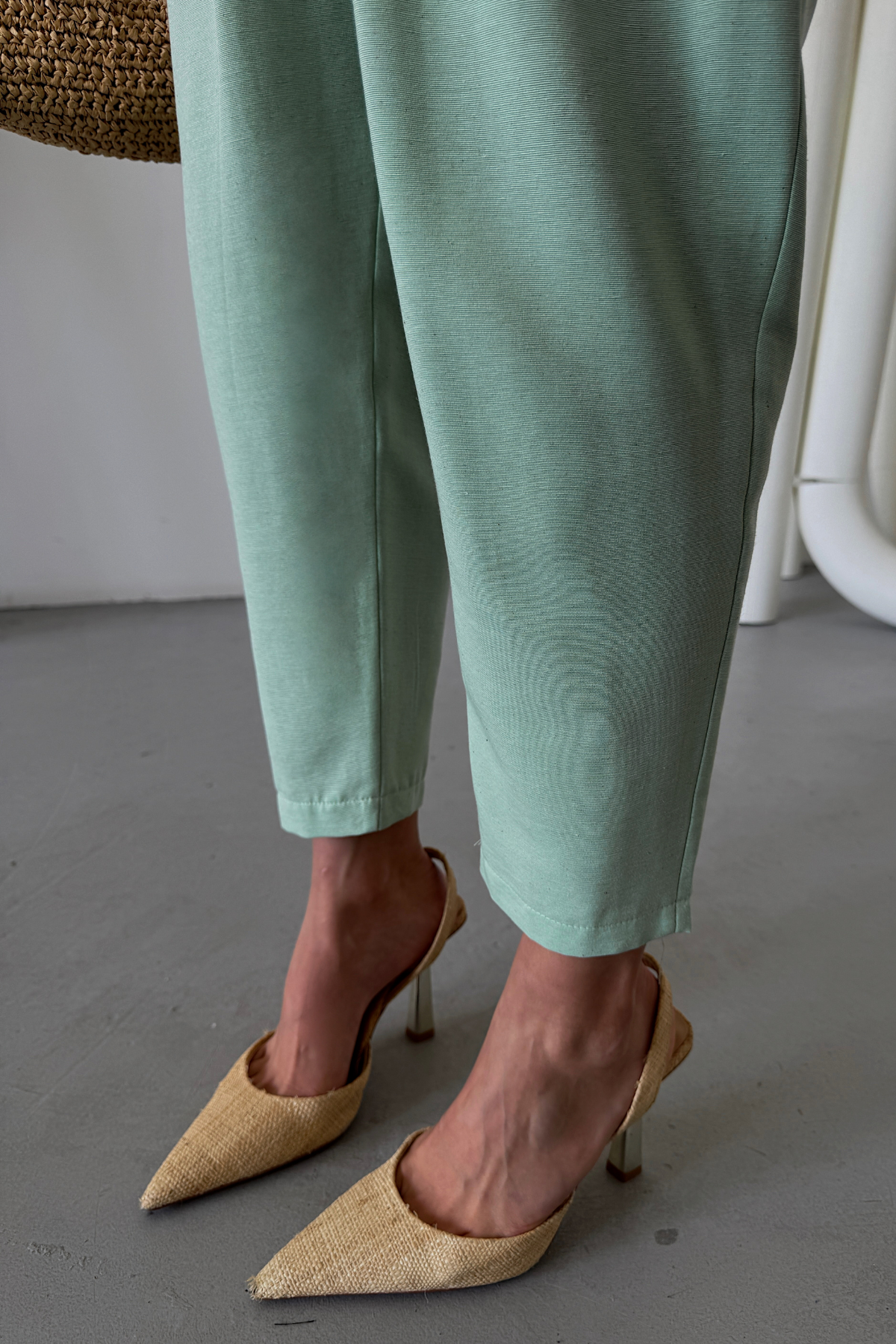Maxi Shimmering Fabric Double Leg Suit - Ecru