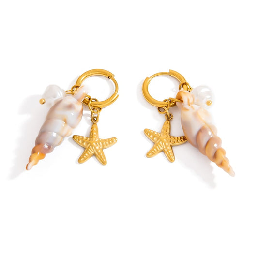 Luxe Gold Star Color Shell earrings