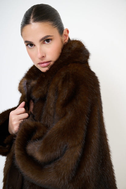 Jakna Fur Oversized - coffee