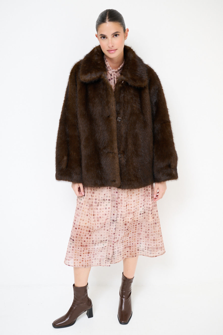 Jakna Fur Oversized - coffee