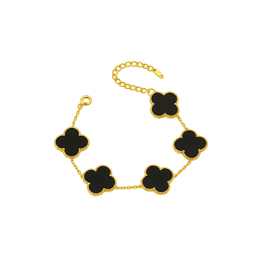 Bracciale Luxe Clover - oro/nero