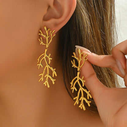 Naušnice Luxe Coral - gold