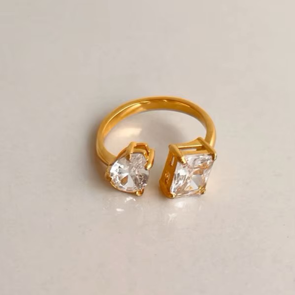 Prsten Luxe Square Waterdrop - white