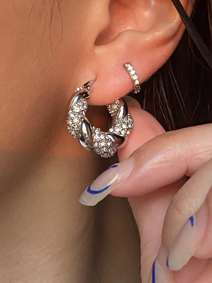 Naušnice Luxe Twist Pendant - silver