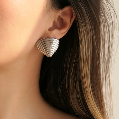Naušnice Luxe Fan Stripe - silver