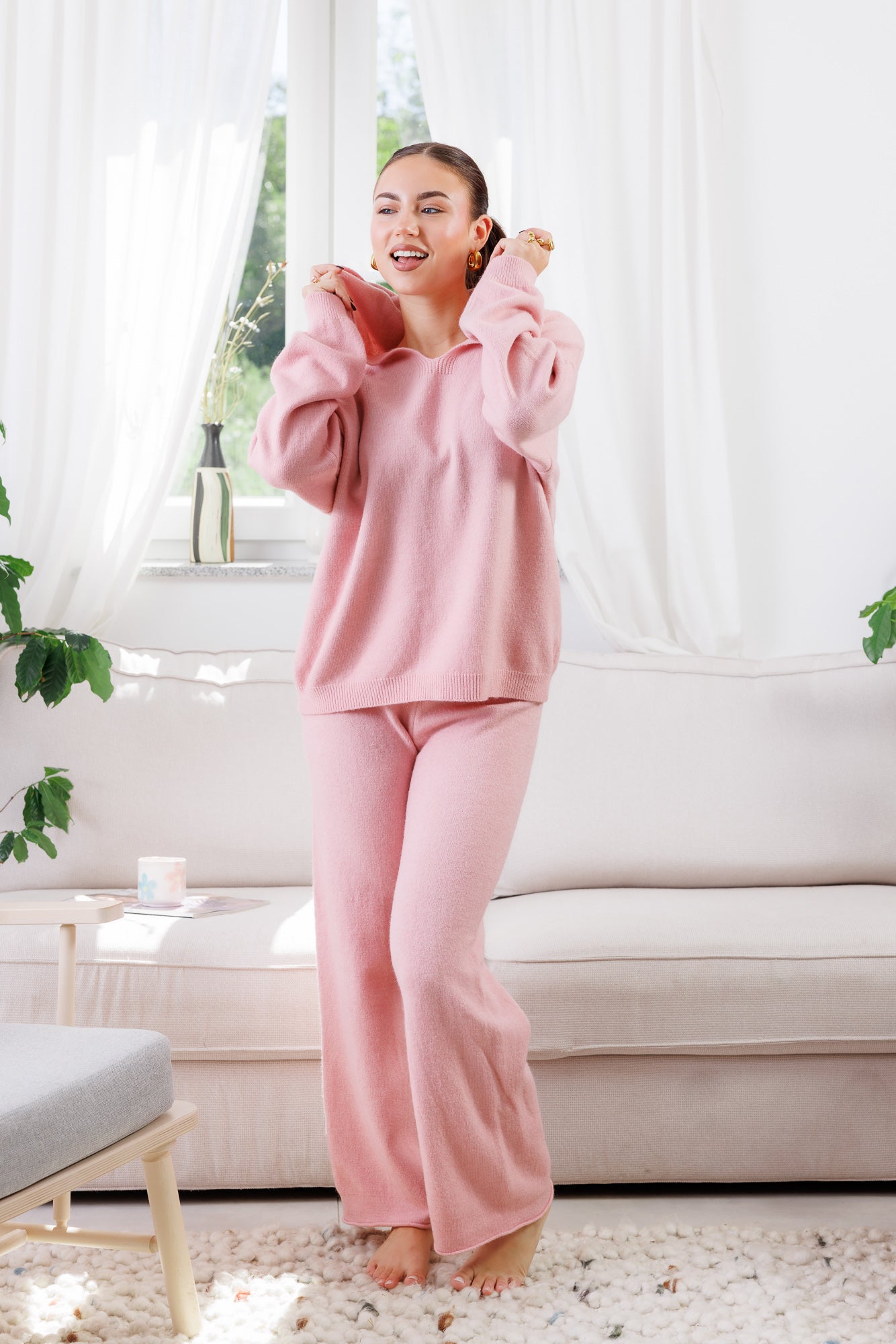 Set Fashion Hoodie Baby Pink