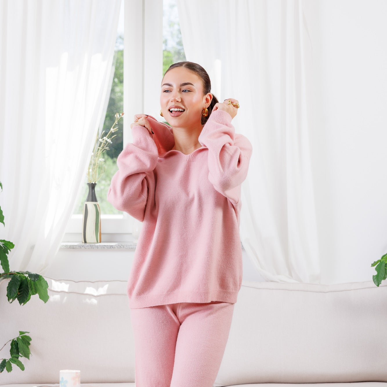 Set Fashion Hoodie Baby Pink