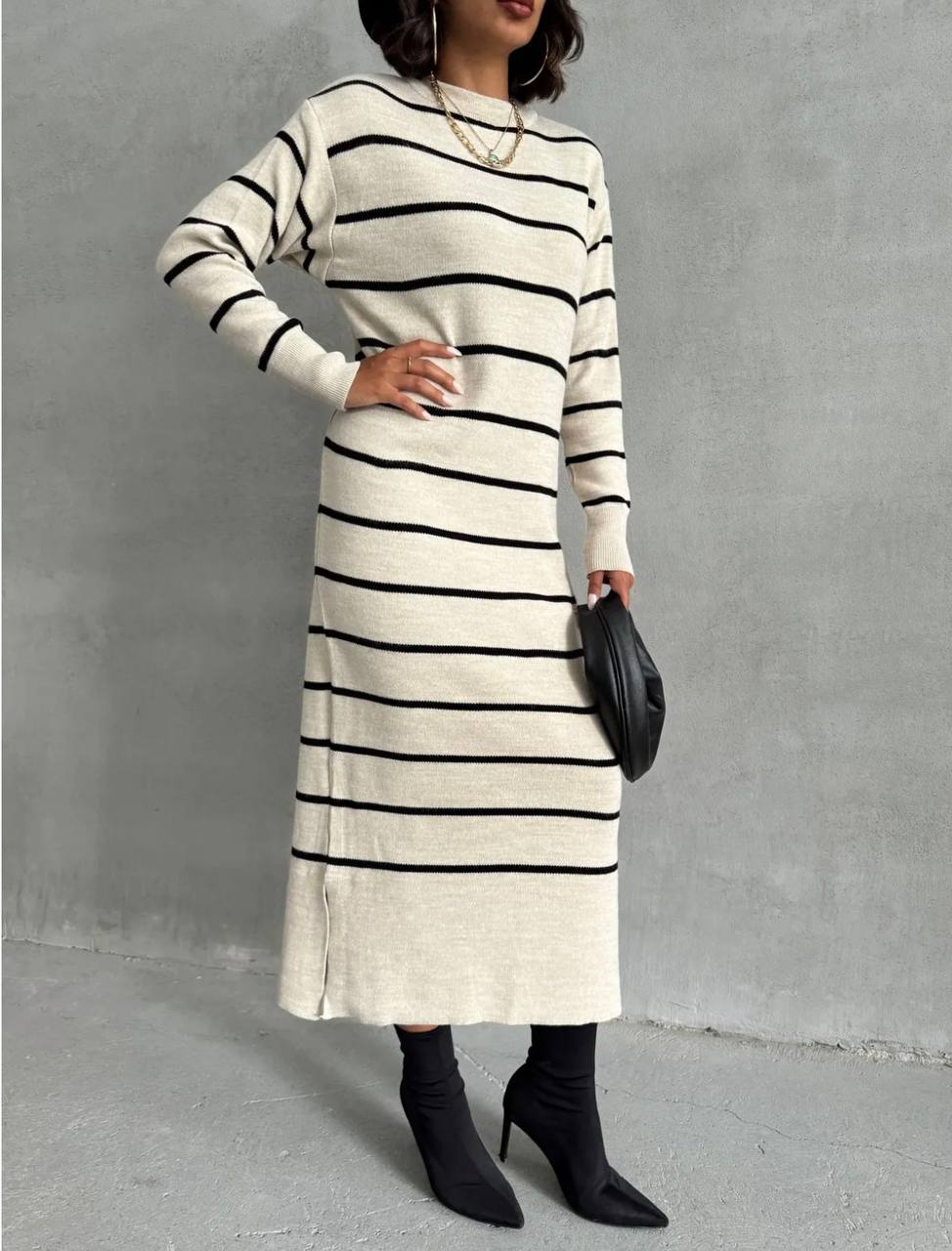 Knitted Dress - White/Black