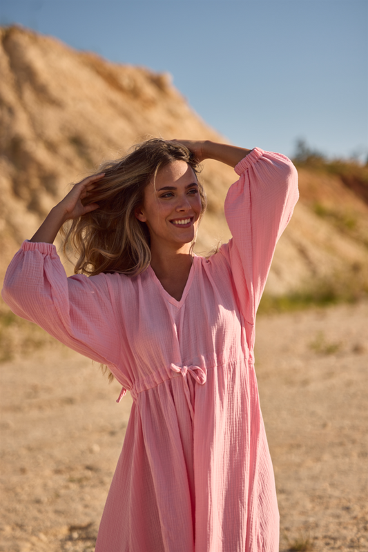 Long Muslin Dress - BABY PINK