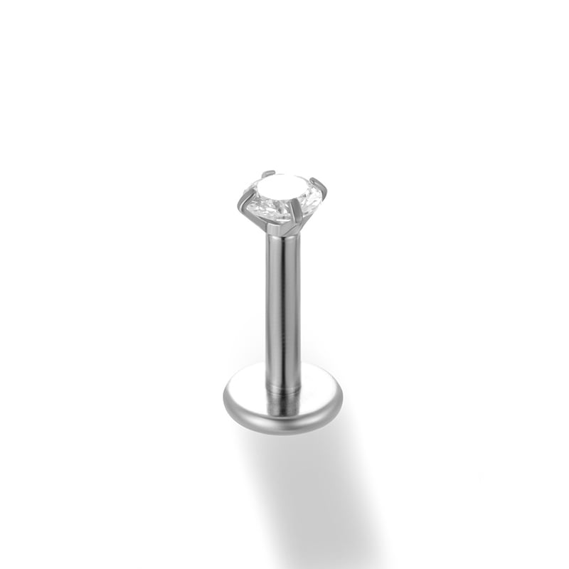 Piercing Transparent Zircon - silver