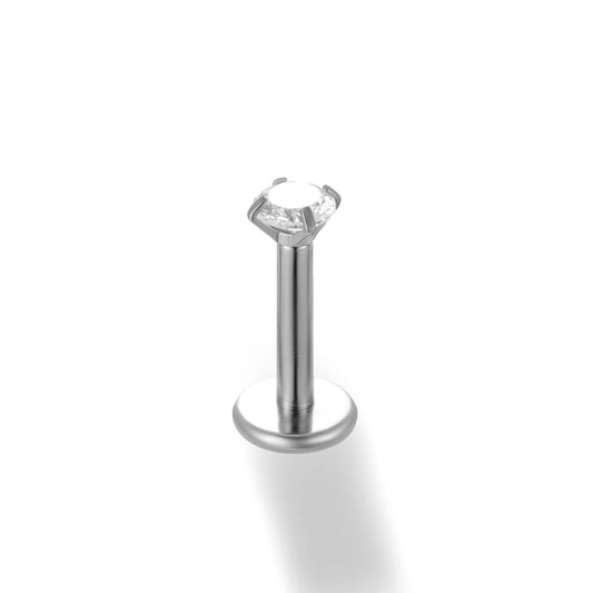Piercing Transparent Zircon - silver