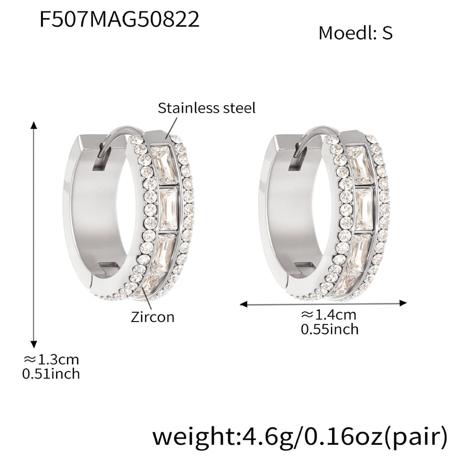 Naušnice Luxe Luxurious Zircon Hoop - silver