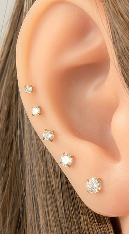 Piercing Transparent Zircon - silver