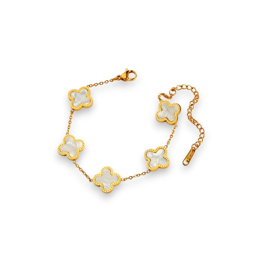 Narukvica Luxe Clover Cross - gold/white